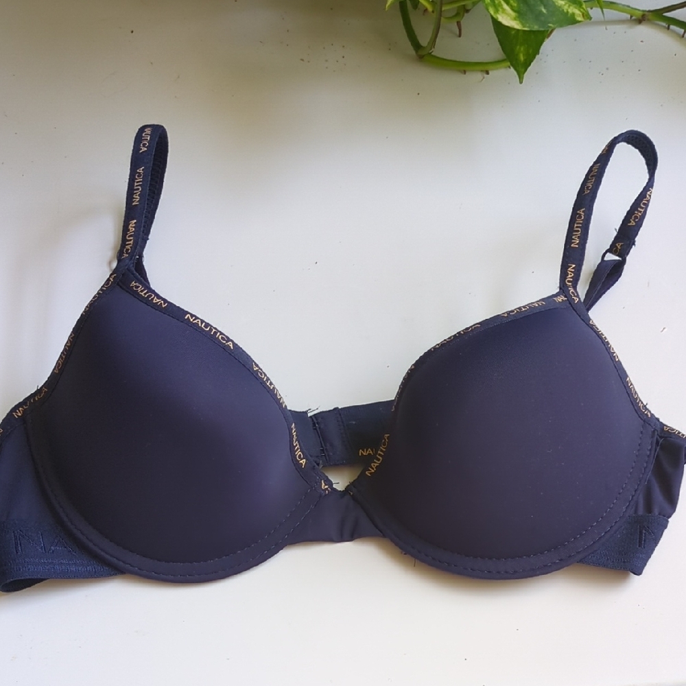 Nautica Navy Molded T-Shirt Bra with Branded Trim